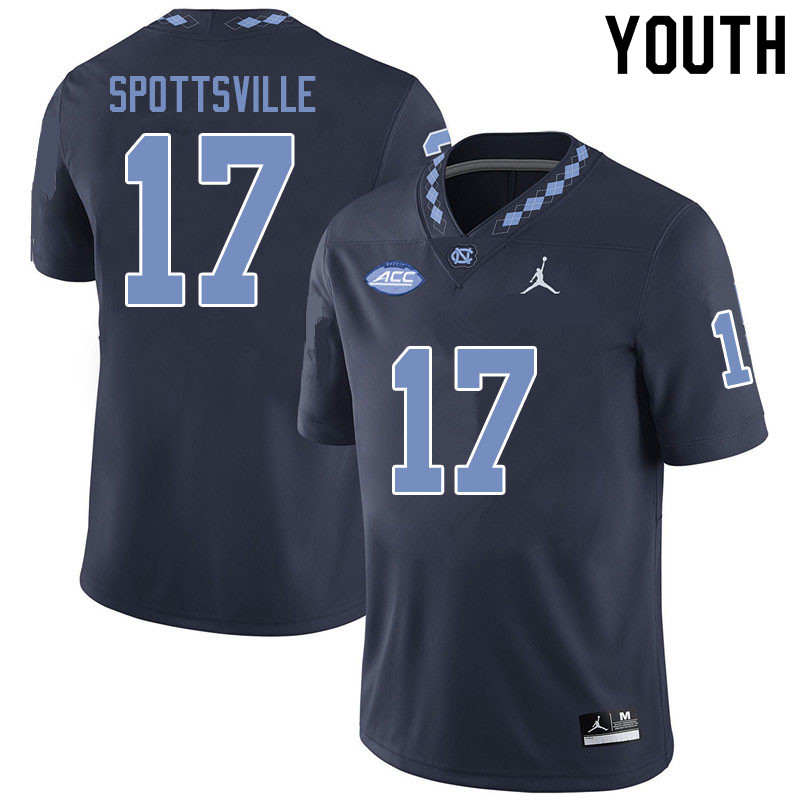 Jordan Brand Youth #17 Welton Spottsville North Carolina Tar Heels College Football Jerseys Sale-Bla